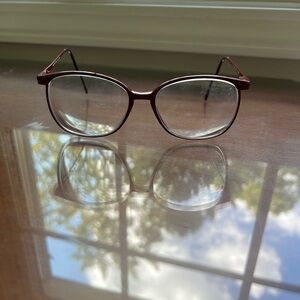 Maroon Oversized Round Eyeglasses
